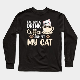 Coffee And Cat Lover Long Sleeve T-Shirt